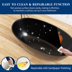 New England Home Goods Mont 55" Freestanding Tub in Black - Stone Resin Solid Surface