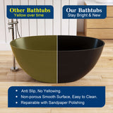 New England Home Goods 55" Freestanding Tub Solid Surface Freestanding Soaking Bathtub,Black