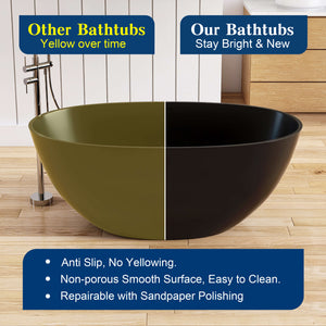 New England Home Goods Mont 55" Freestanding Tub in Black - Stone Resin Solid Surface