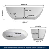 New England Home Goods 65" White Oval Luxury Freestanding Solid Surface Resin Stone Soaking Tub