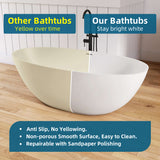 New England Home Goods 65" White Oval Luxury Freestanding Solid Surface Resin Stone Soaking Tub
