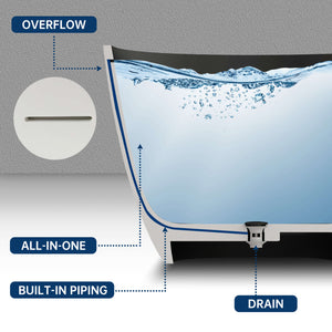 New England Home Goods Elbrus 65" Freestanding Tub in Black - Stone Resin Solid Surface