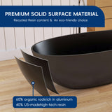New England Home Goods 65" Black Oval Luxury Freestanding Solid Surface Resin Stone Soaking Tub
