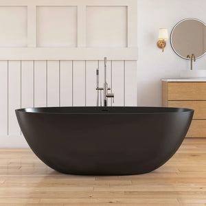 New England Home Goods Elbrus 65" Freestanding Tub in Black - Stone Resin Solid Surface