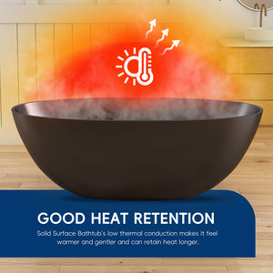 New England Home Goods Elbrus 65" Freestanding Tub in Black - Stone Resin Solid Surface