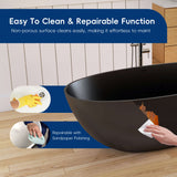 New England Home Goods 65" Black Oval Luxury Freestanding Solid Surface Resin Stone Soaking Tub