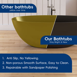 New England Home Goods Elbrus 65" Freestanding Tub in Black - Stone Resin Solid Surface