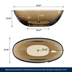 New England Home Goods Adams 71" Freestanding Tub in White - Stone Resin Solid Surface
