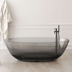 New England Home Goods Pink 71" Freestanding Tub in Gray - Stone Resin Solid Surface