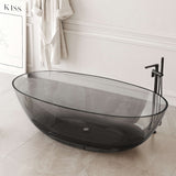 New England Home Goods 71" Freestanding Soaking Bahtutb Solid Surface Stone Resin Soaking Bathtub- Gray