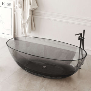 New England Home Goods Pink 71" Freestanding Tub in Gray - Stone Resin Solid Surface
