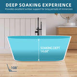 New England Home Goods 63" Modern Rectangular Freestanding Solid Surface Resin Stone Soaking Bathtub