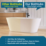 New England Home Goods 63" Modern Rectangular Freestanding Solid Surface Resin Stone Soaking Bathtub