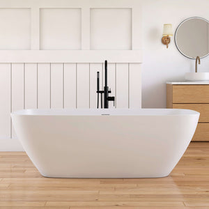 New England Home Goods Santorini 67" Freestanding Tub in White - Stone Resin Solid Surface