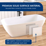 New England Home Goods 67" Freestanding Soaking Bathtub Solid Surface Soaking Tubs in Matte White