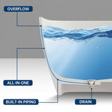 New England Home Goods 67" Freestanding Soaking Bathtub Solid Surface Soaking Tubs in Matte White