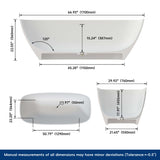 New England Home Goods 67" Freestanding Soaking Bathtub Solid Surface Soaking Tubs in Matte White