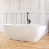 New England Home Goods 67" Freestanding Soaking Bathtub Solid Surface Soaking Tubs in Matte White