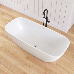 New England Home Goods Santorini 67" Freestanding Tub in White - Stone Resin Solid Surface