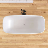 New England Home Goods 67" Freestanding Soaking Bathtub Solid Surface Soaking Tubs in Matte White