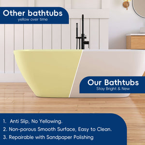 New England Home Goods Santorini 67" Freestanding Tub in White - Stone Resin Solid Surface