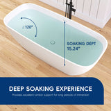 New England Home Goods 67" Freestanding Soaking Bathtub Solid Surface Soaking Tubs in Matte White