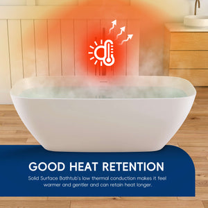 New England Home Goods Santorini 67" Freestanding Tub in White - Stone Resin Solid Surface