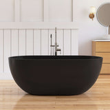 New England Home Goods 59" Solid Surface Freestanding Bathtub – Resin Stone Soaking Tub
