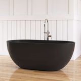 New England Home Goods 59" Solid Surface Freestanding Bathtub – Resin Stone Soaking Tub