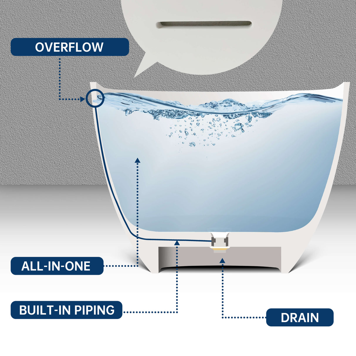 New England Home Goods Daytona 69" Freestanding Tub in Black - Stone Resin Solid Surface