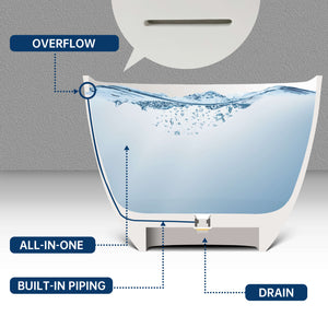 New England Home Goods Daytona 69" Freestanding Tub in Black - Stone Resin Solid Surface