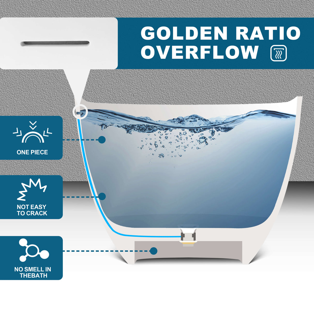 New England Home Goods Daytona 69" Freestanding Tub in Black - Stone Resin Solid Surface