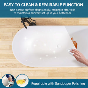 New England Home Goods Daytona 69" Freestanding Tub in Sepia - Stone Resin Solid Surface