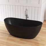 New England Home Goods 65" Black Solid Surface Freestanding Bathtub Deep Soaking Tubs