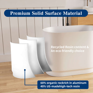 New England Home Goods Makalu 39" Freestanding Tub in White - Stone Resin Solid Surface