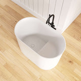 New England Home Goods 39" Japanese Soaking Tub Solid Surface Freestanding Bathtub for Small Bathrooms