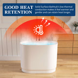 New England Home Goods 39" Japanese Soaking Tub Solid Surface Freestanding Bathtub for Small Bathrooms