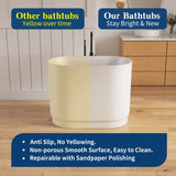 New England Home Goods 39" Japanese Soaking Tub Solid Surface Freestanding Bathtub for Small Bathrooms