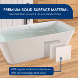 New England Home Goods 67" - "BROADWAY" White Rectangular Solid Surface Soaking Freestanding Bathtub