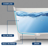 New England Home Goods 67" - "BROADWAY" White Rectangular Solid Surface Soaking Freestanding Bathtub