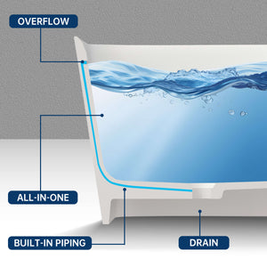 New England Home Goods Broad 67" Freestanding Tub in White - Stone Resin Solid Surface