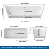 New England Home Goods 67" - "BROADWAY" White Rectangular Solid Surface Soaking Freestanding Bathtub