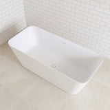 New England Home Goods 67" - "BROADWAY" White Rectangular Solid Surface Soaking Freestanding Bathtub