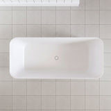 New England Home Goods 67" - "BROADWAY" White Rectangular Solid Surface Soaking Freestanding Bathtub