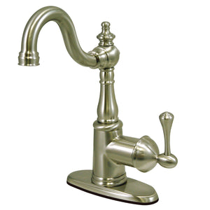English Vintage FS7648BL Single-Handle 1-Hole Deck Mount Bathroom Faucet with Push Pop-Up, Brushed Nickel