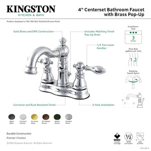 American Classic FSC1600ACL Two-Handle 3-Hole Deck Mount 4" Centerset Bathroom Faucet with Pop-Up Drain, Matte Black
