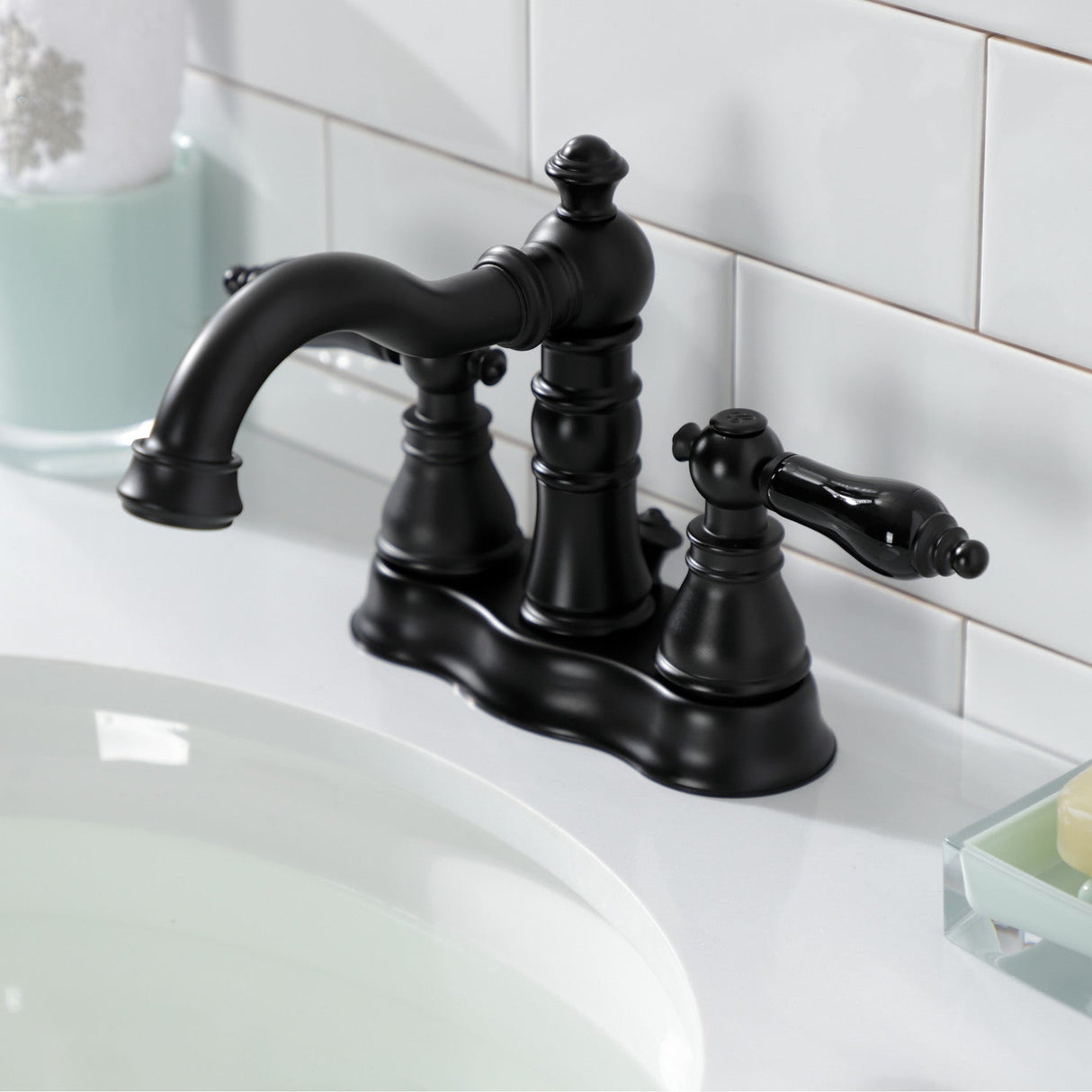Duchess FSC1600AKL Two-Handle 3-Hole Deck Mount 4" Centerset Bathroom Faucet with Pop-Up Drain, Matte Black