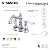 American Patriot FSC1600APL Two-Handle 3-Hole Deck Mount 4" Centerset Bathroom Faucet with Pop-Up Drain, Matte Black