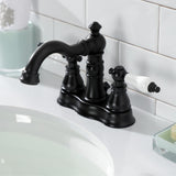 American Patriot FSC1600APL Two-Handle 3-Hole Deck Mount 4" Centerset Bathroom Faucet with Pop-Up Drain, Matte Black