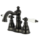 American Patriot FSC1600APL Two-Handle 3-Hole Deck Mount 4" Centerset Bathroom Faucet with Pop-Up Drain, Matte Black